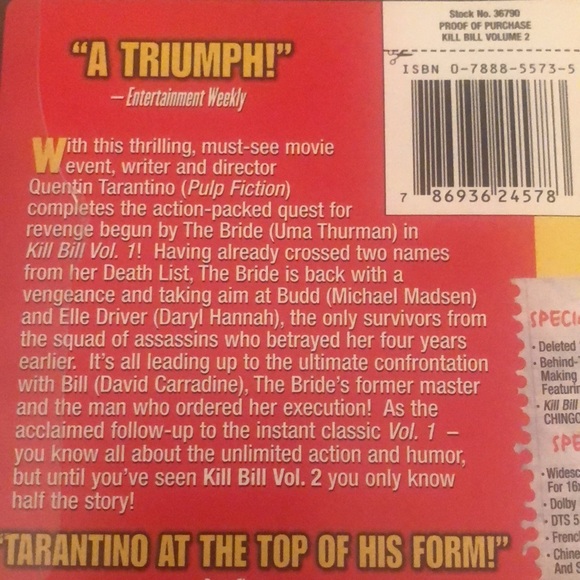 KILL BILL VOLUME 1 & VOLUME 2 DVD BUNDLE - Picture 9 of 11